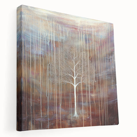 Abstract floral stretched canvas artwork showcasing vibrant colors and intricate designs, displayed in a side view to highlight its depth and texture, perfect for modern home decor.