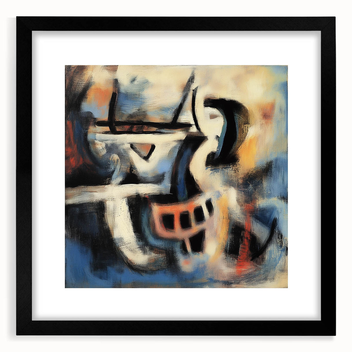 Abstract splatter frame in black with a matte finish, showcasing vibrant paint designs. Ideal for contemporary decor, adding a dynamic touch to any space.