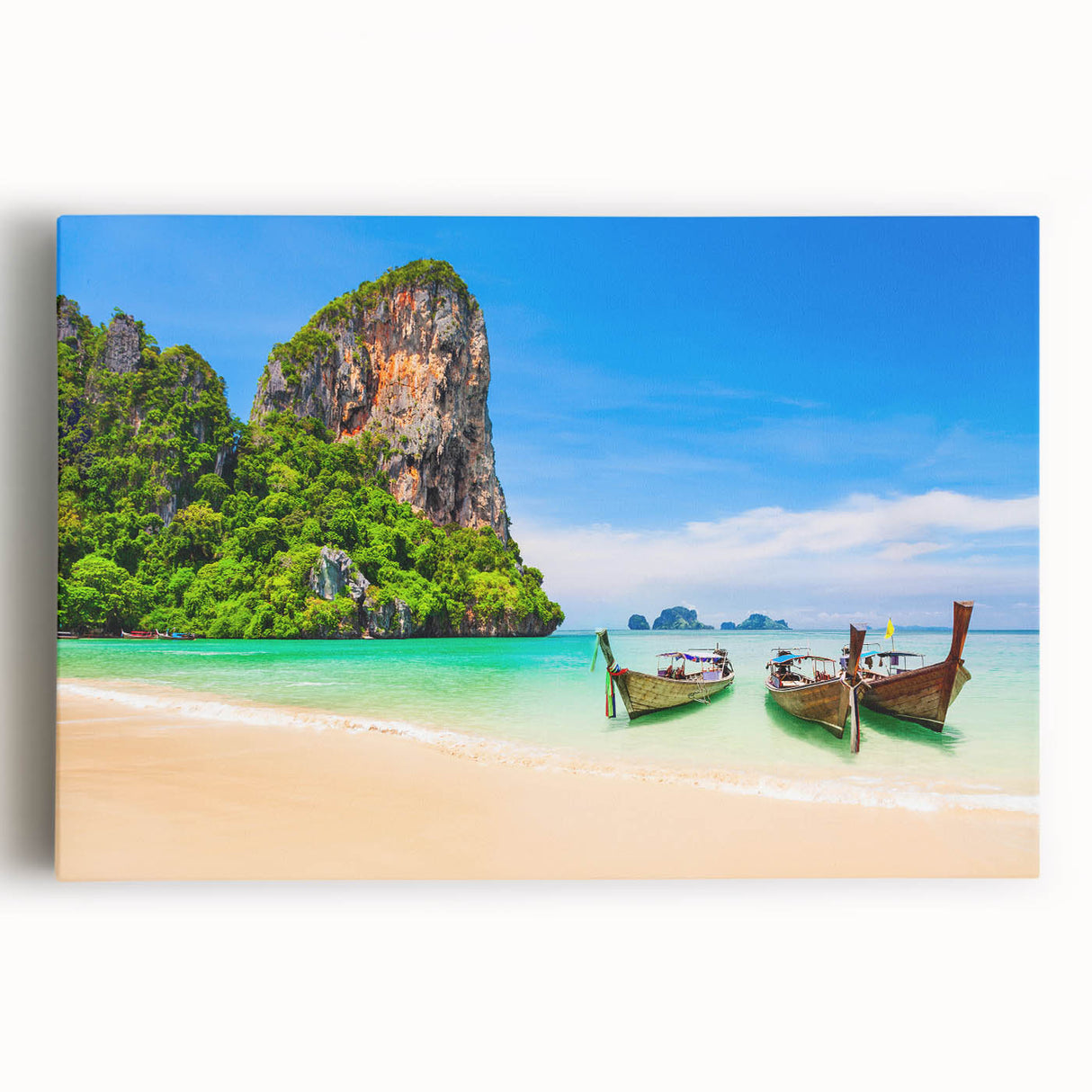 Black and white stretched canvas of Asian scenery, ideal for kitchen wall art.