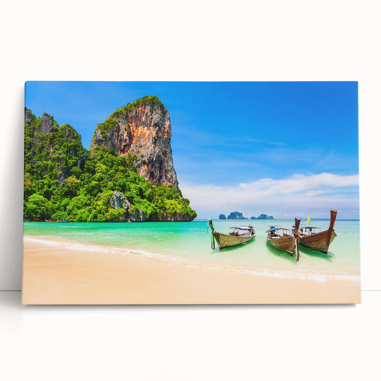 Black and white stretched canvas of a serene Thai landscape, ideal for kitchen wall art or bedroom ambiance.