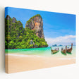 Large art print of a serene Thai landscape on stretched canvas, featuring lush greenery and tranquil waters.