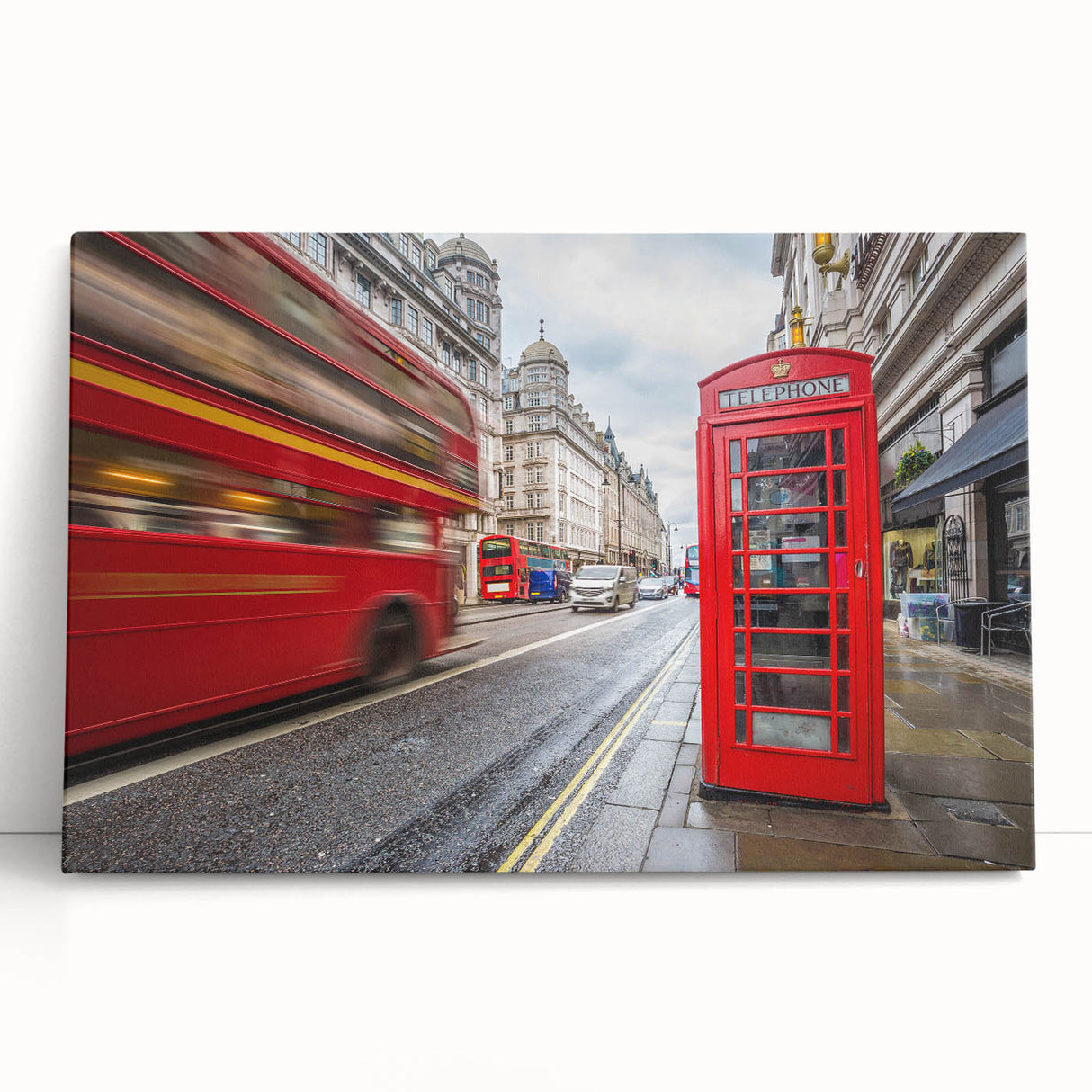 Large black and white acrylic print of London scenery, ideal for kitchen wall art.