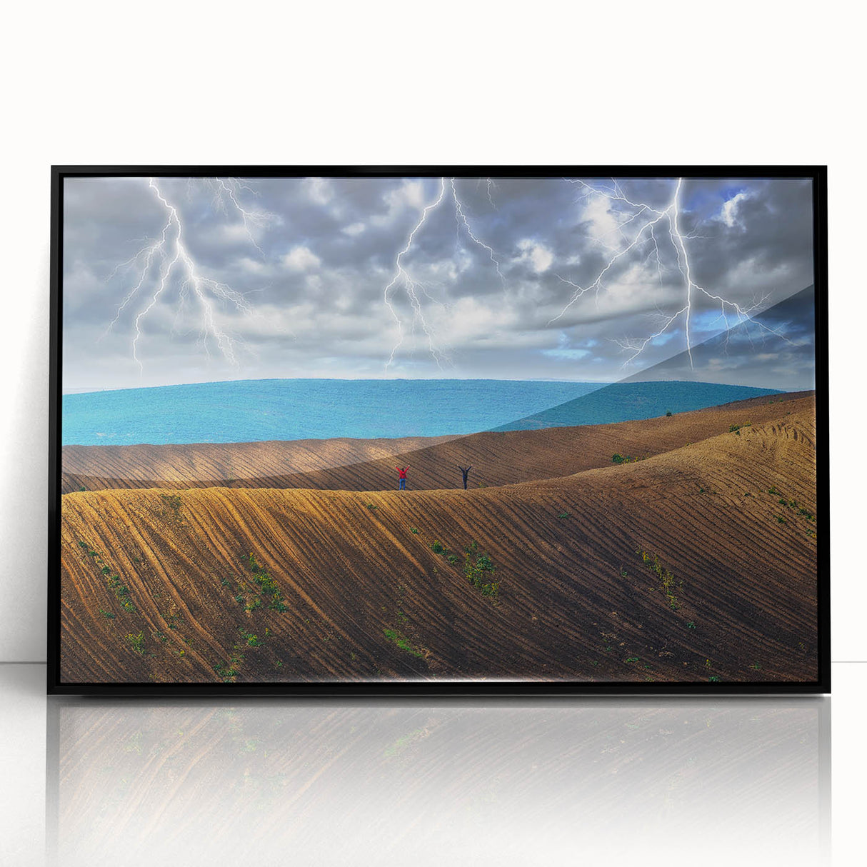 Large abstract wall art depicting a European scenery in Ukraine, with muted earth tones on framed acrylic.