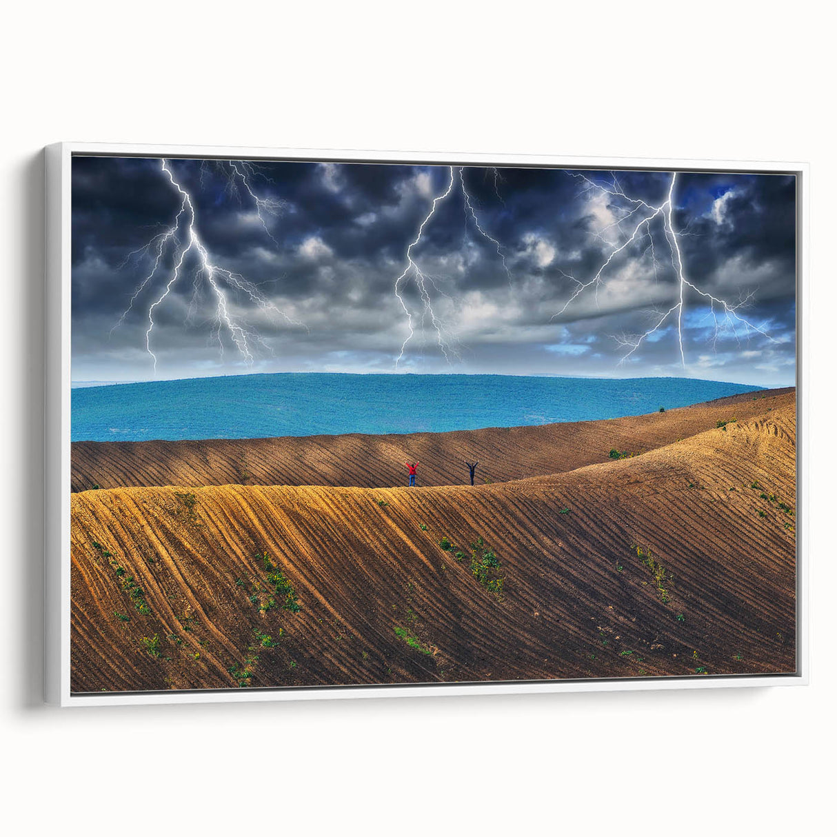 Vintage poster art of a European scenery in Ukraine, featuring colorful art on a white-framed canvas.