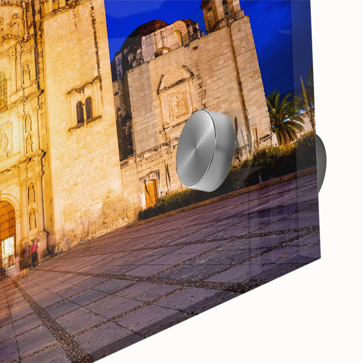 Large abstract wall art depicting Oaxaca scenery in muted earth tones on acrylic glass, ideal for dining room ambiance.