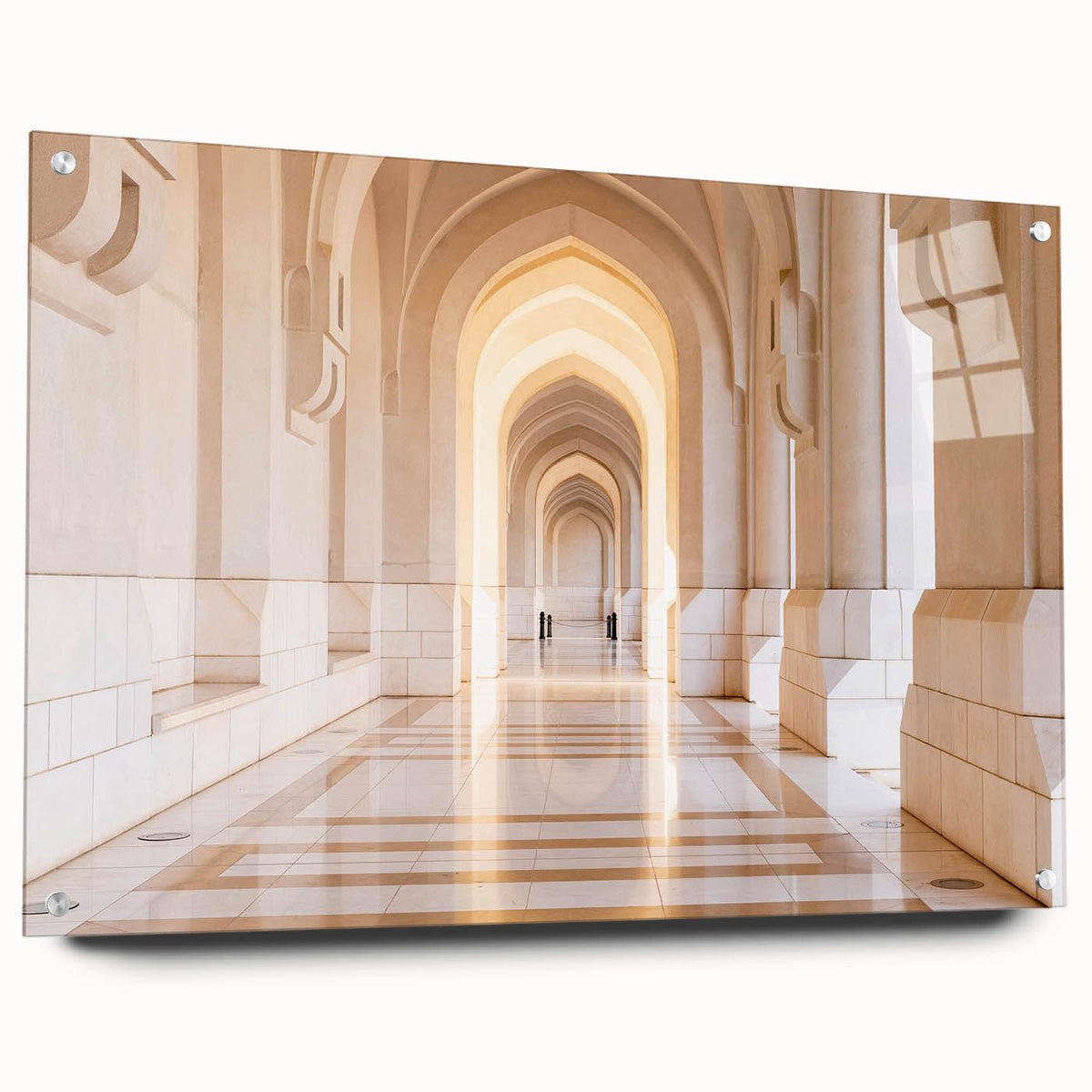 Large abstract wall art of a Middle Eastern scenery in Oman on acrylic glass, ideal for bedroom or dining room decor.