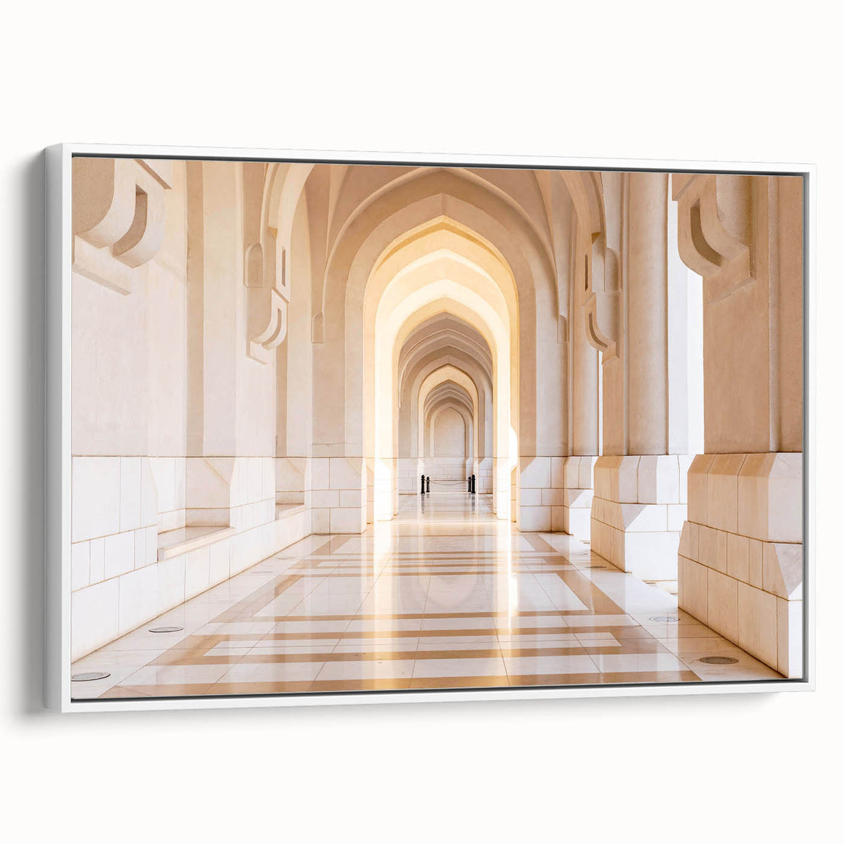 Vintage poster art of a Middle Eastern Oman scenery in vibrant colors on a large framed canvas, ideal for living room decor.