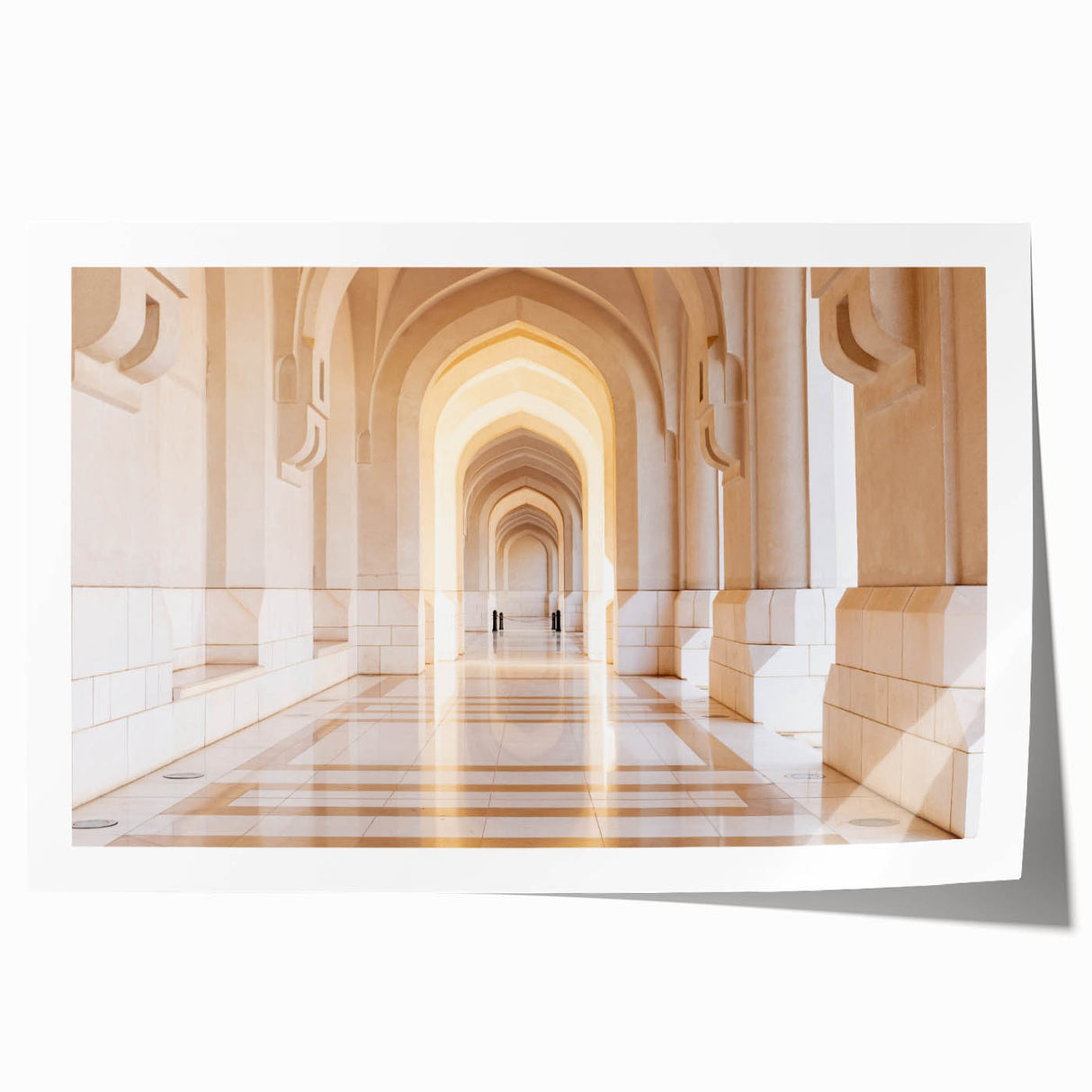 Extra large rolled print depicting a Middle Eastern Oman scenery in muted earth tones, ideal for art wall dining room.