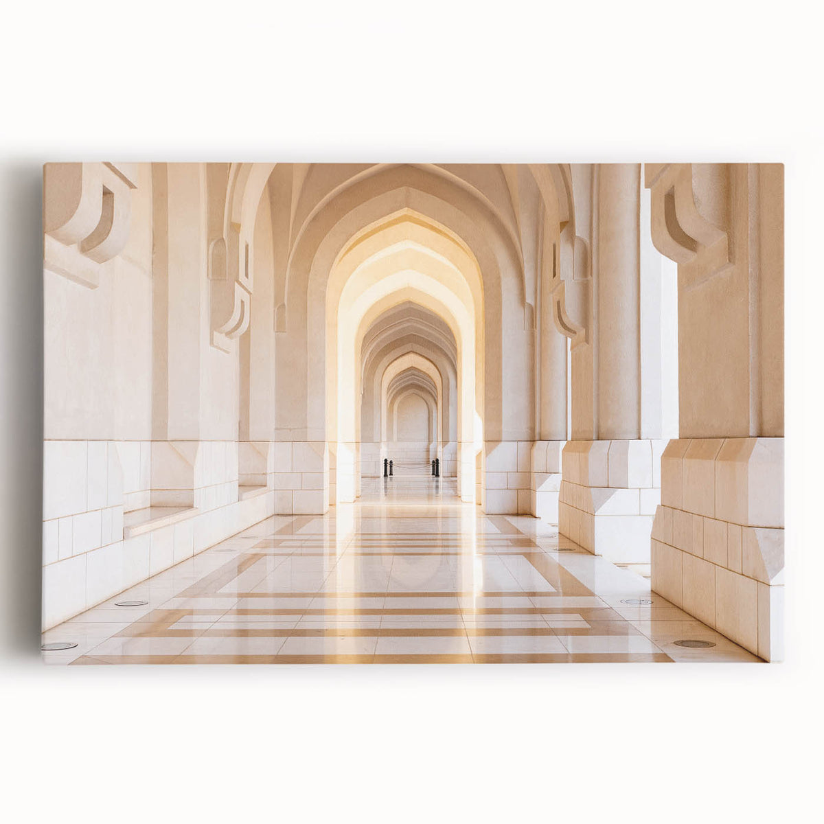 Black and white photograph of Oman scenery on large stretched canvas, ideal for kitchen wall art.
