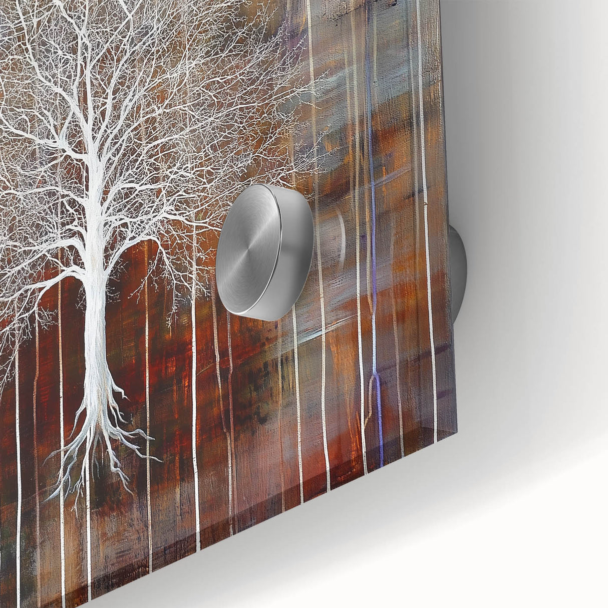 Close-up view of an abstract floral acrylic glass artwork showcasing vibrant colors and intricate details, perfect for modern decor and art enthusiasts.