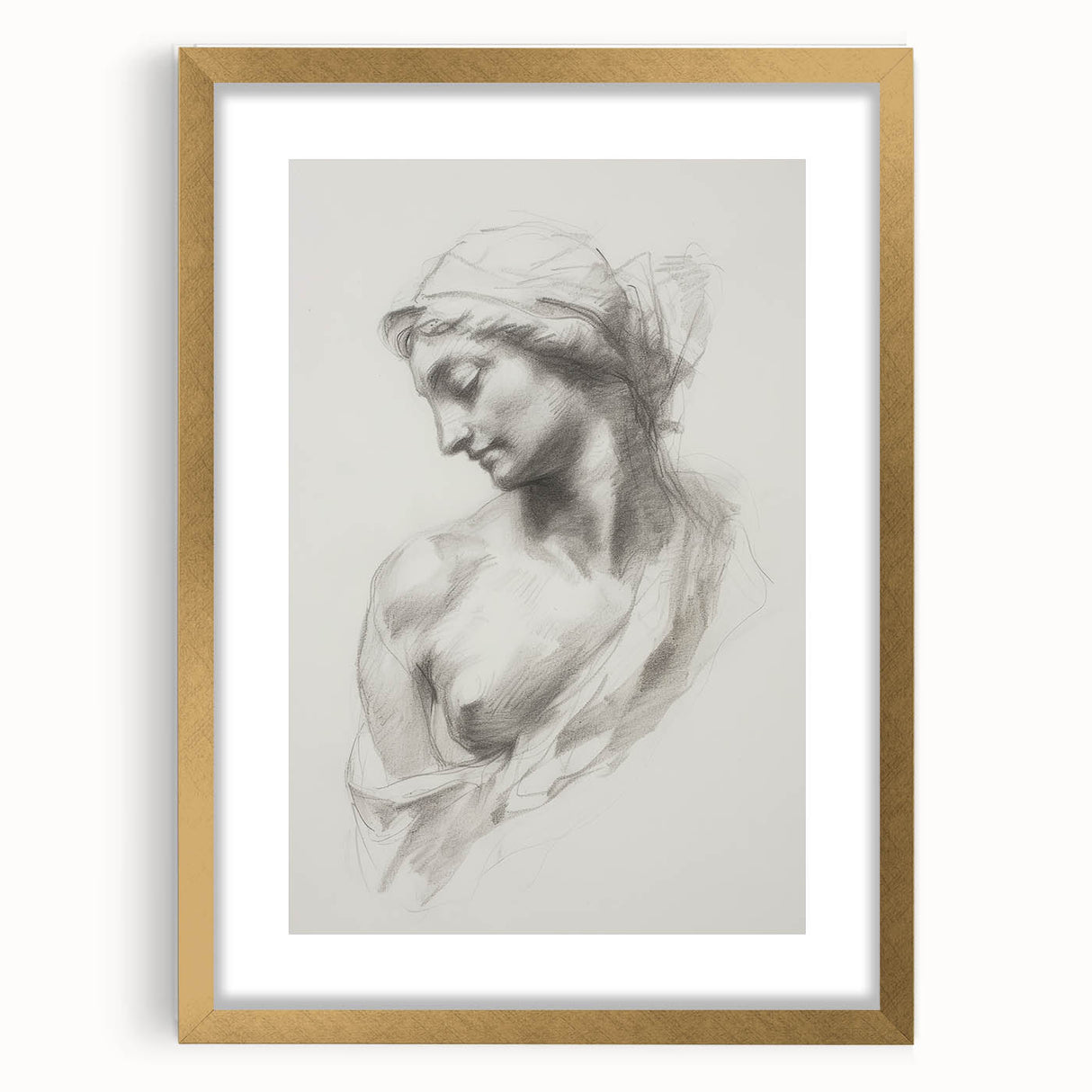 Abstract figurative art frame featuring a gold mat and sleek design, ideal for modern decor, showcasing elegance and sophistication in interior styling.