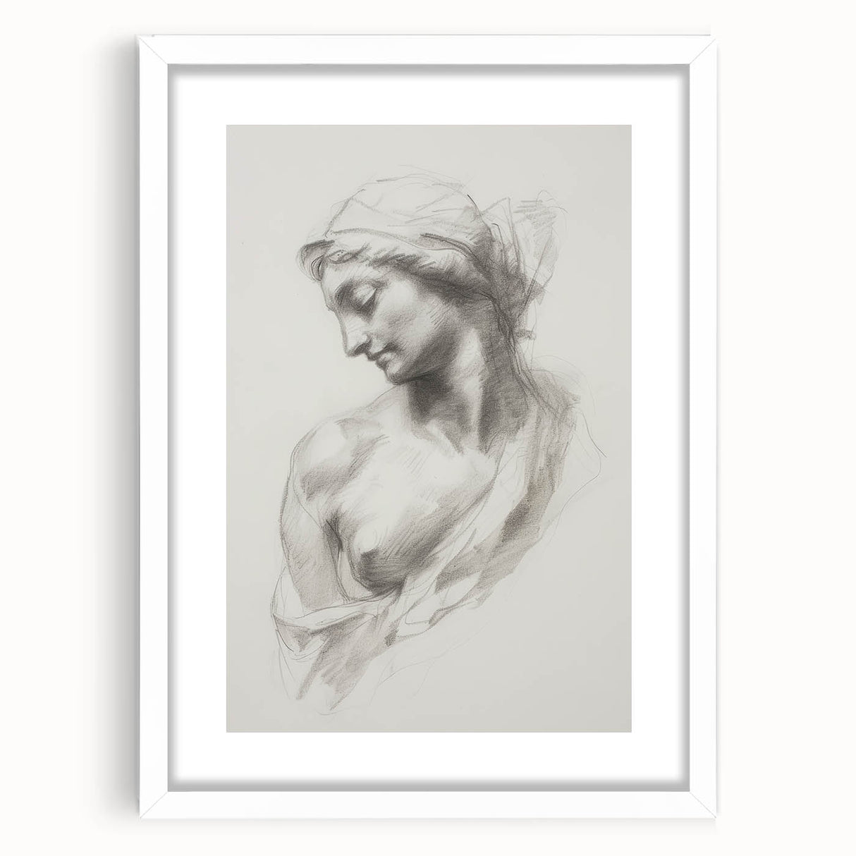 Abstract figurative artwork in a white frame with a mat, showcasing bold colors and dynamic shapes, perfect for modern home decor and artistic expression.