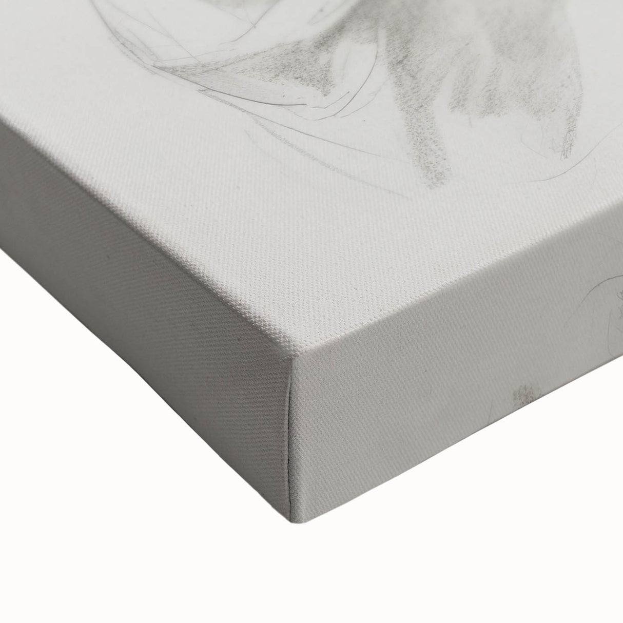 Close-up of a vibrant abstract figurative stretched canvas artwork, showcasing bold colors and dynamic shapes, perfect for modern home decor.