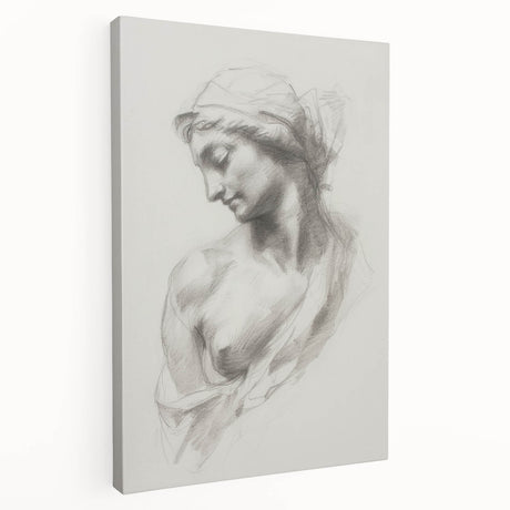 Stretched canvas artwork showcasing an abstract figurative design with vibrant colors, viewed from the side, ideal for modern home decor and artistic interiors.