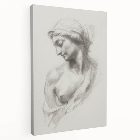 Stretched canvas artwork showcasing an abstract figurative design with vibrant colors, viewed from the side, ideal for modern home decor and artistic interiors.