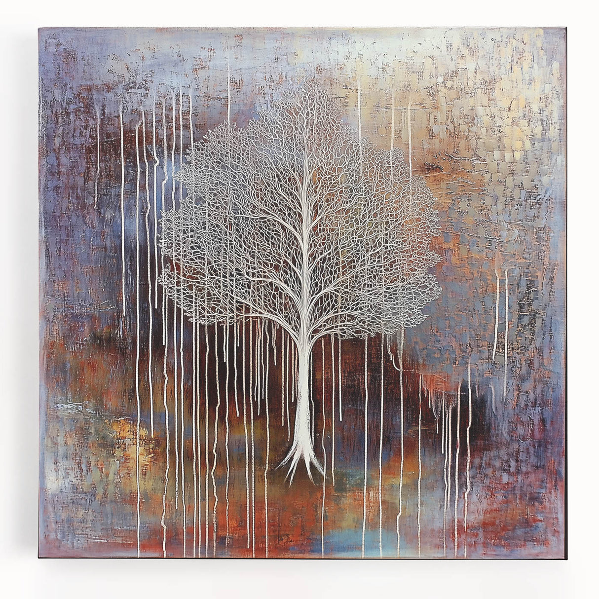 Vibrant abstract floral design on stretched canvas, showcasing bold colors and intricate patterns, ideal for modern home decor. Perfect addition to brighten any living space.