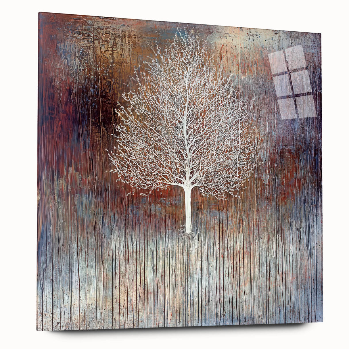 Abstract floral acrylic wall art showcasing vibrant colors, featuring a side view with a glossy finish, ideal for modern home decor and artistic settings.