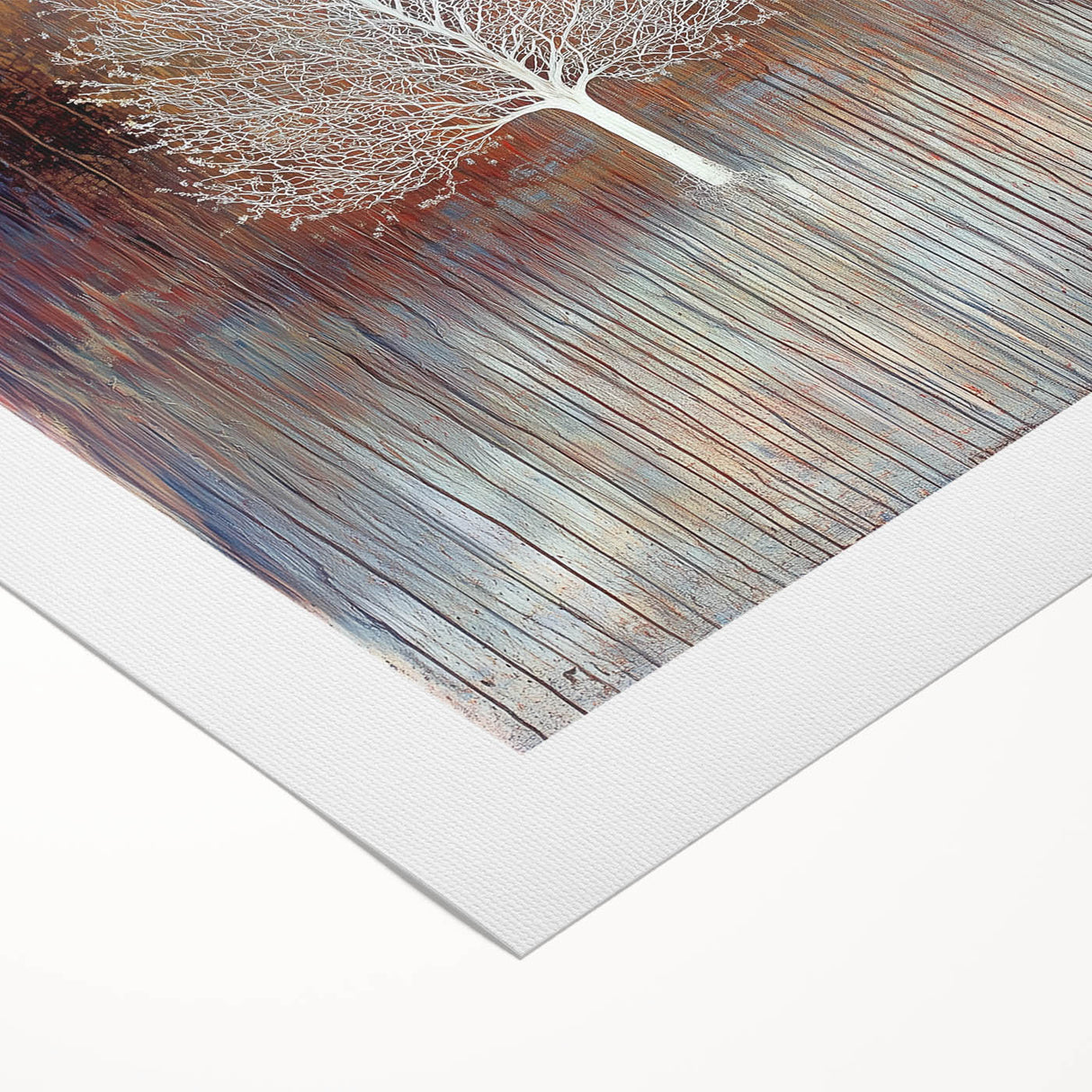 Abstract floral design on rolled canvas showcasing vibrant colors and intricate patterns, elegantly packaged in a protective cardboard tube for easy display.