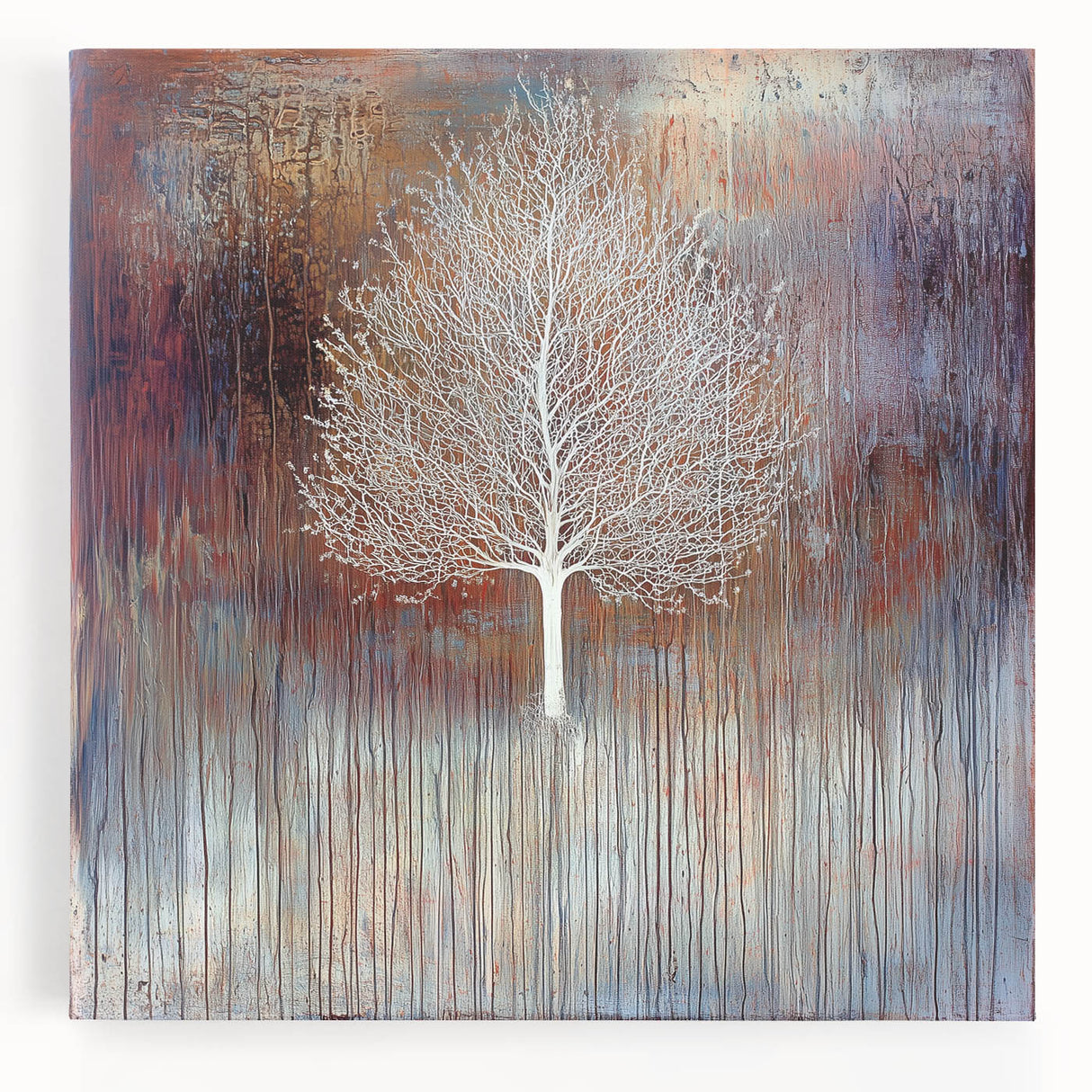 Vibrant abstract floral design on stretched canvas with a textured finish, showcasing vivid colors and intricate patterns, perfect for enhancing modern home decor.