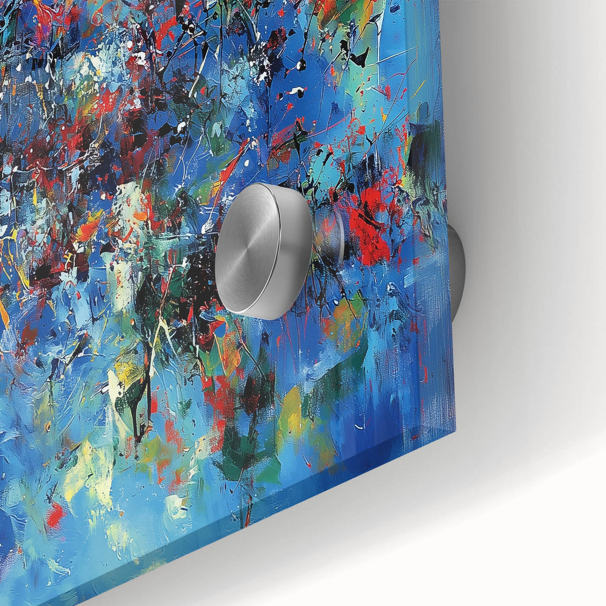 Colorful Abstract Wall Art – Bold Royal Blue, Red & Yellow Canvas