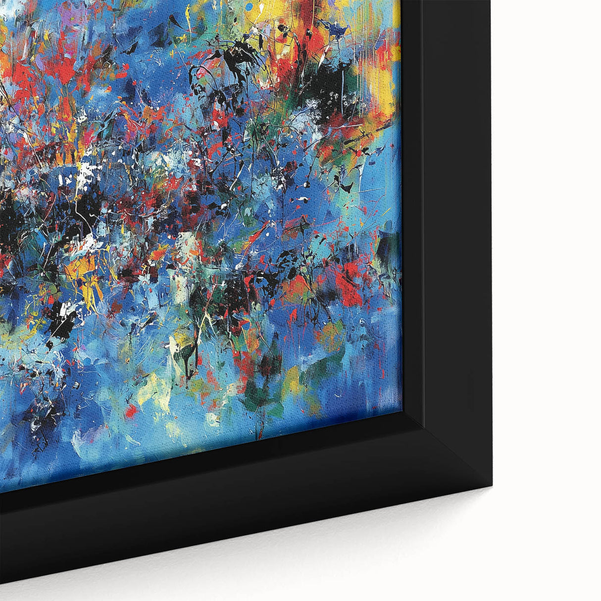 Colorful Abstract Wall Art – Bold Royal Blue, Red & Yellow Canvas