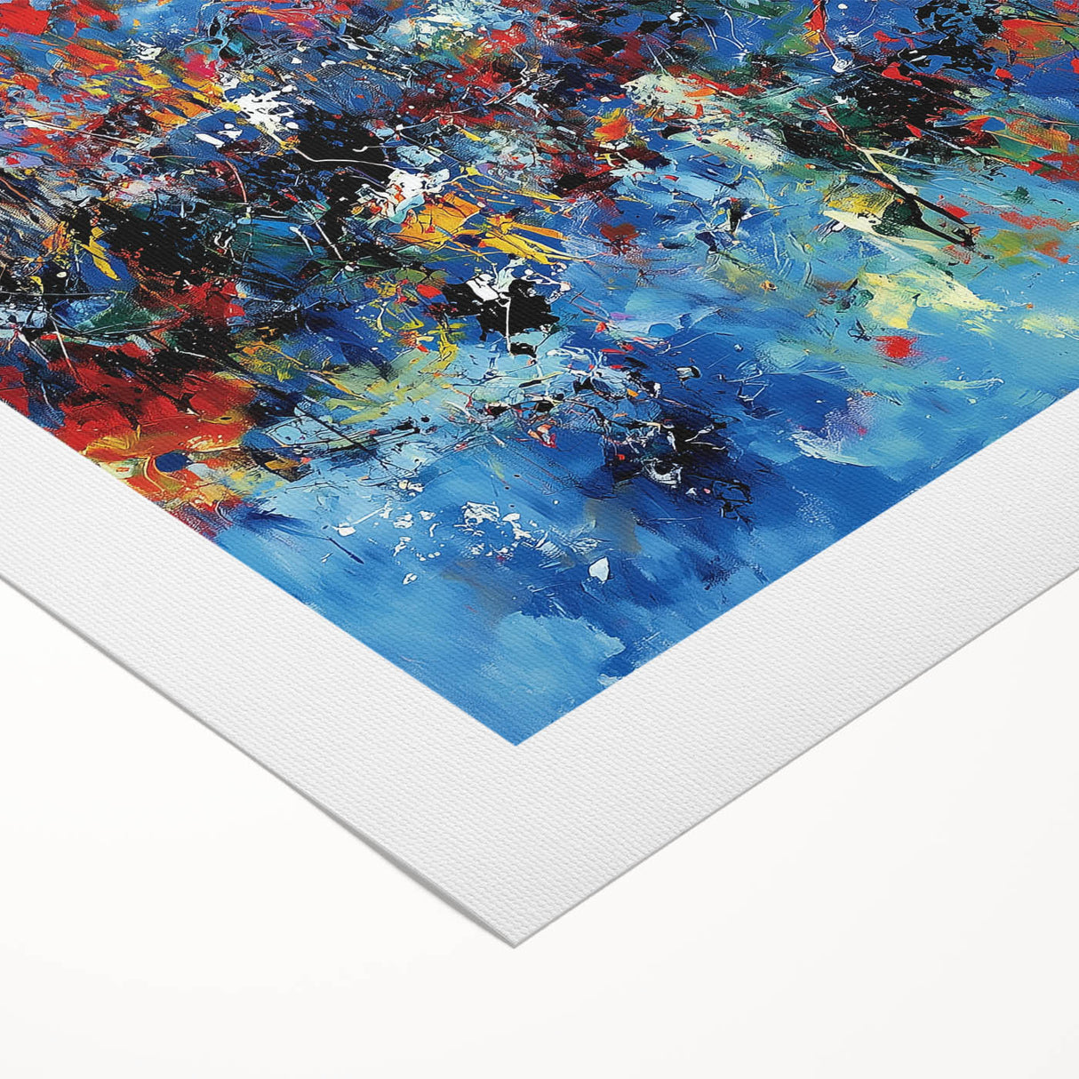 Colorful Abstract Wall Art – Bold Royal Blue, Red & Yellow Canvas