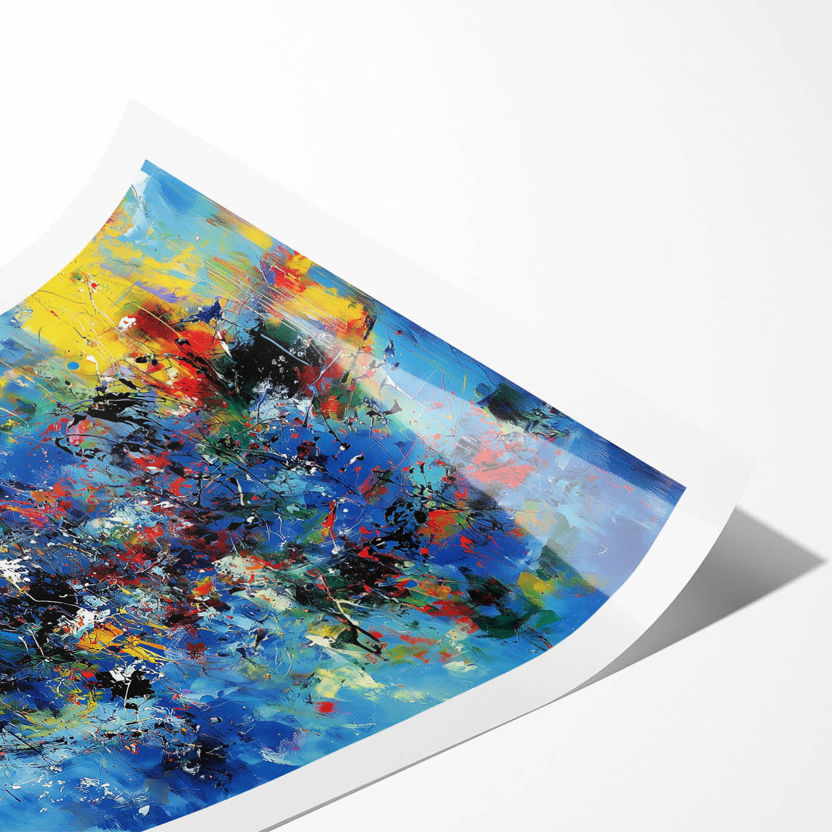 Colorful Abstract Wall Art – Bold Royal Blue, Red & Yellow Canvas