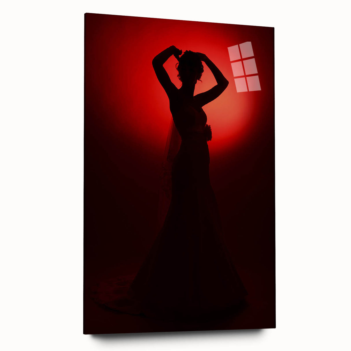 Crimson Glow – Emotive Silhouette Wall Art with Red Elegance