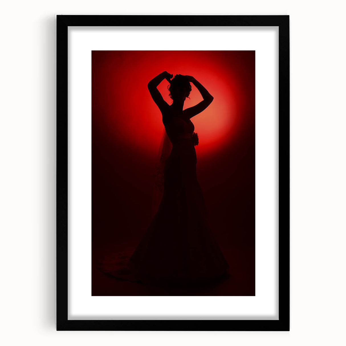 Crimson Glow – Emotive Silhouette Wall Art with Red Elegance