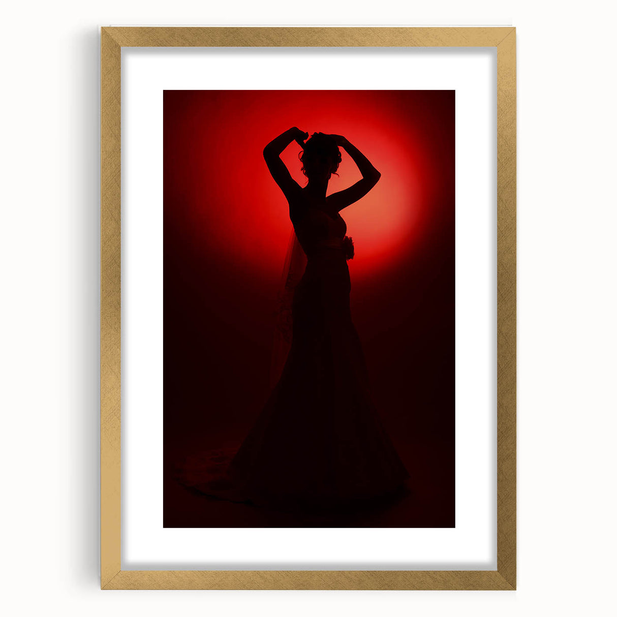 Crimson Glow – Emotive Silhouette Wall Art with Red Elegance