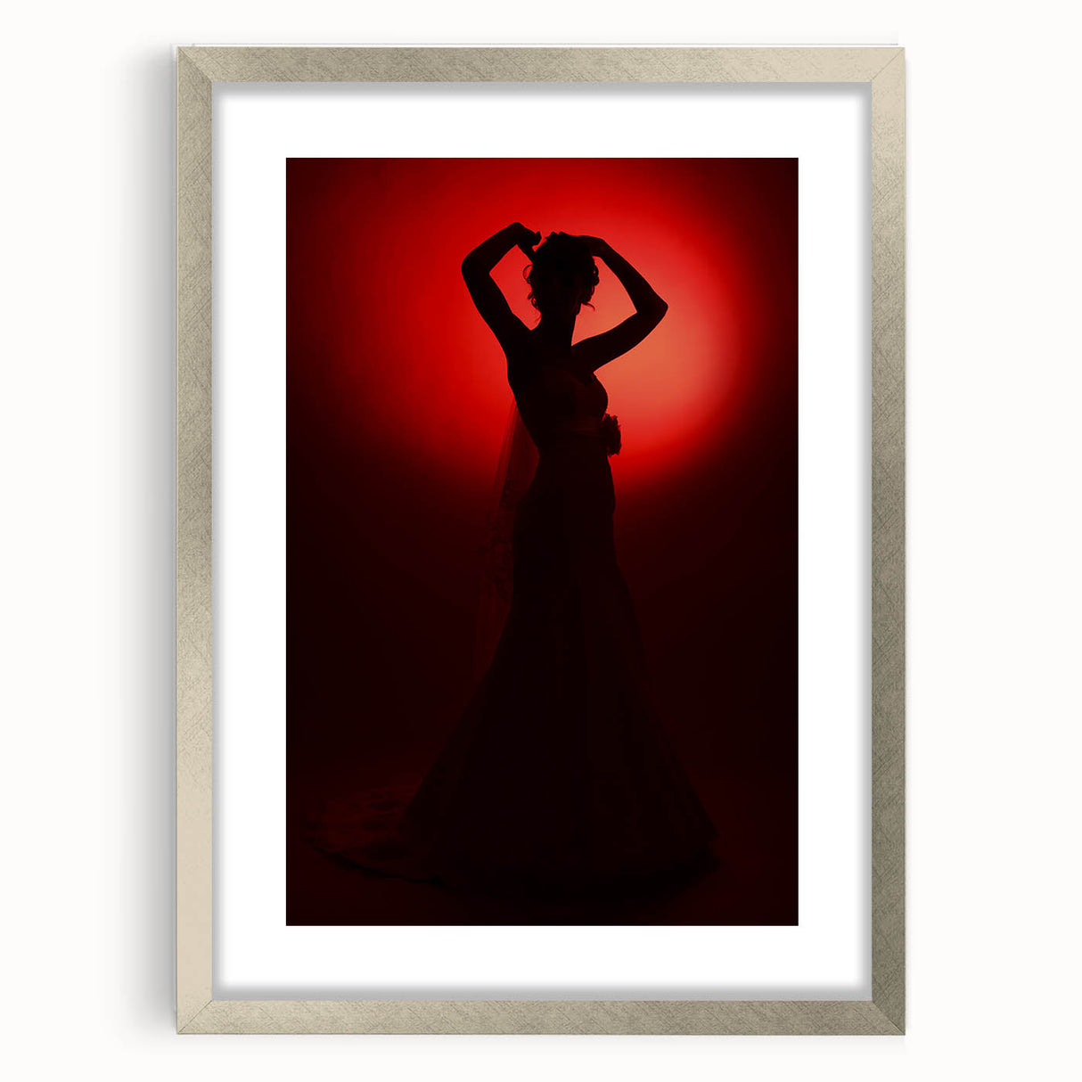 Crimson Glow – Emotive Silhouette Wall Art with Red Elegance