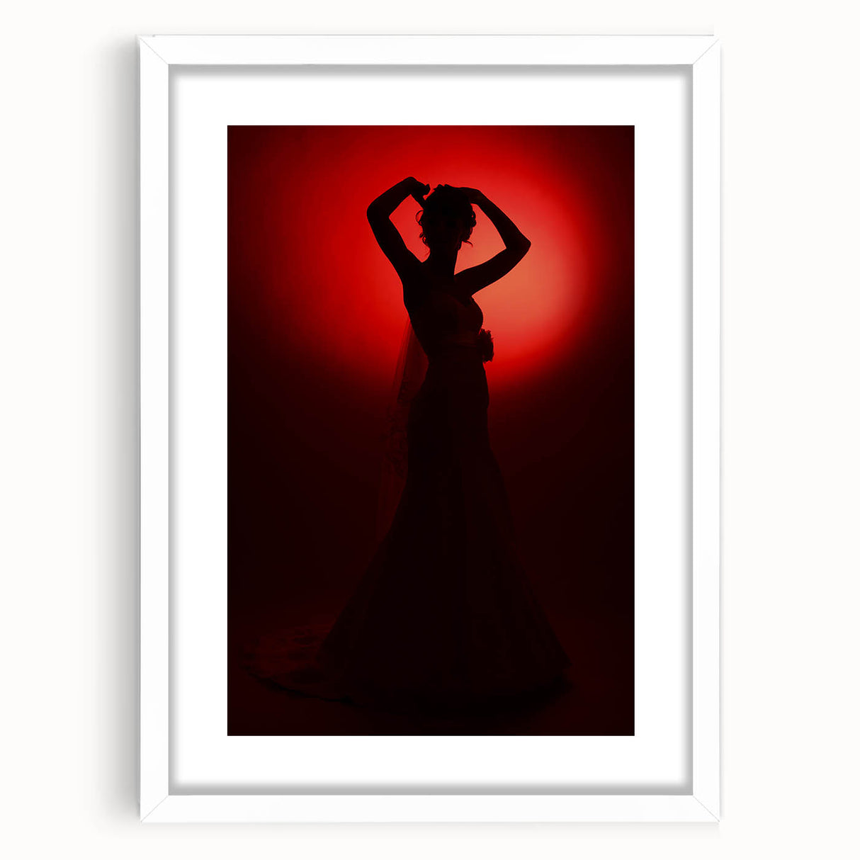 Crimson Glow – Emotive Silhouette Wall Art with Red Elegance