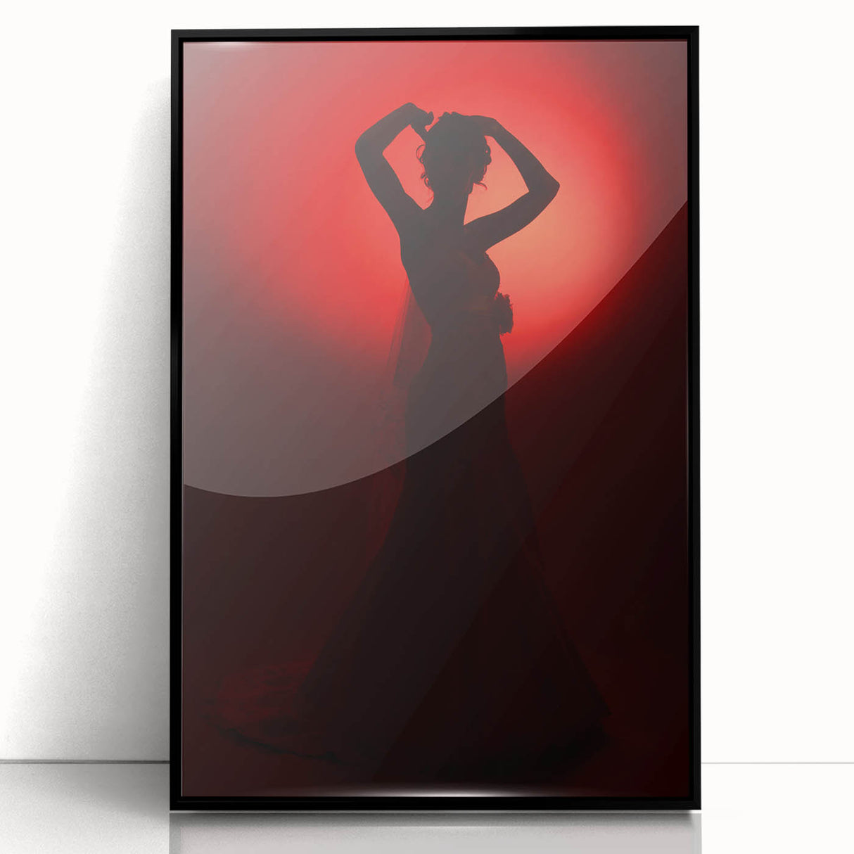 Crimson Glow – Emotive Silhouette Wall Art with Red Elegance
