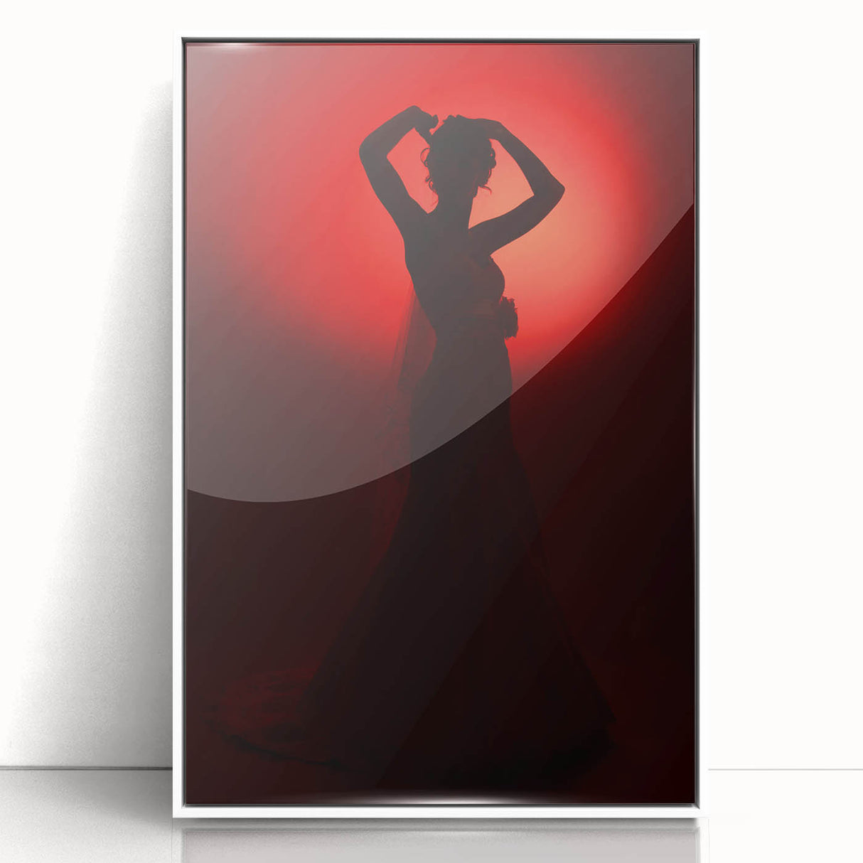 Crimson Glow – Emotive Silhouette Wall Art with Red Elegance