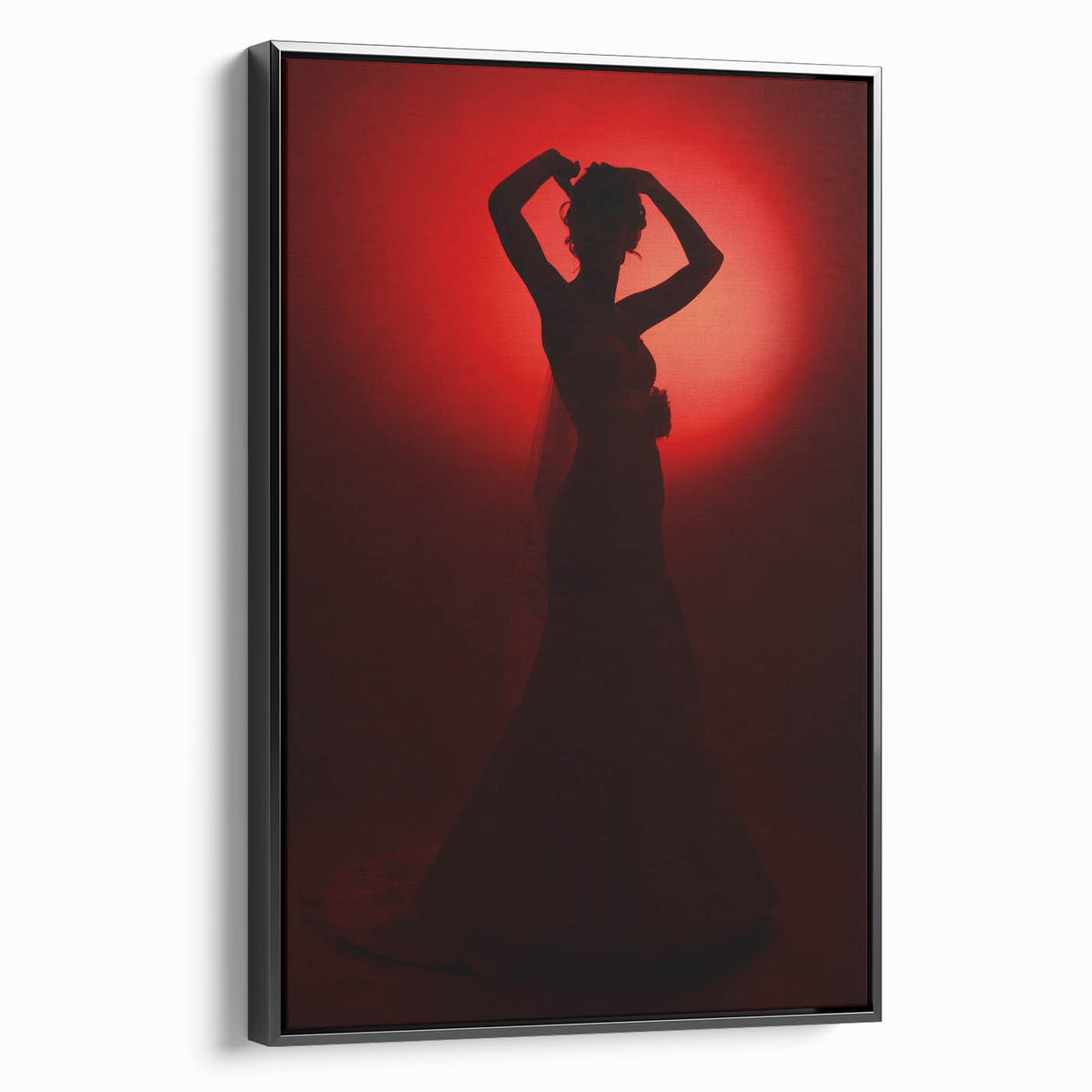 Crimson Glow – Emotive Silhouette Wall Art with Red Elegance