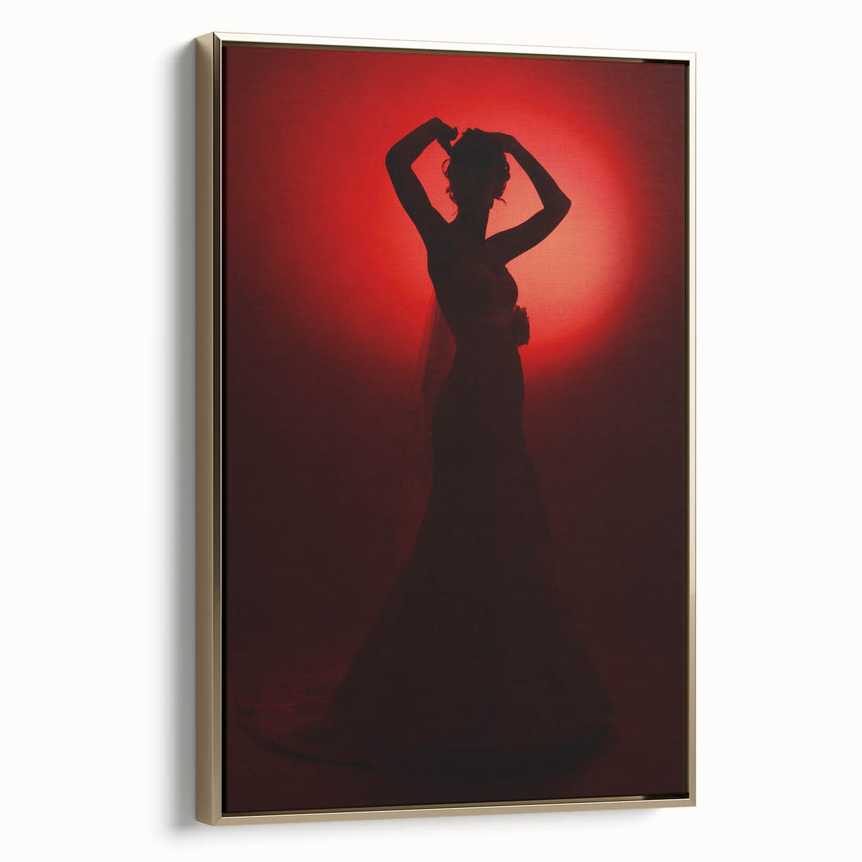 Crimson Glow – Emotive Silhouette Wall Art with Red Elegance