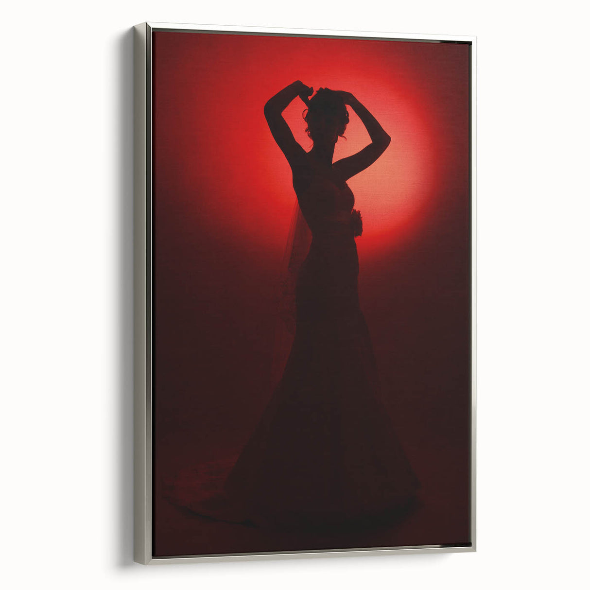 Crimson Glow – Emotive Silhouette Wall Art with Red Elegance