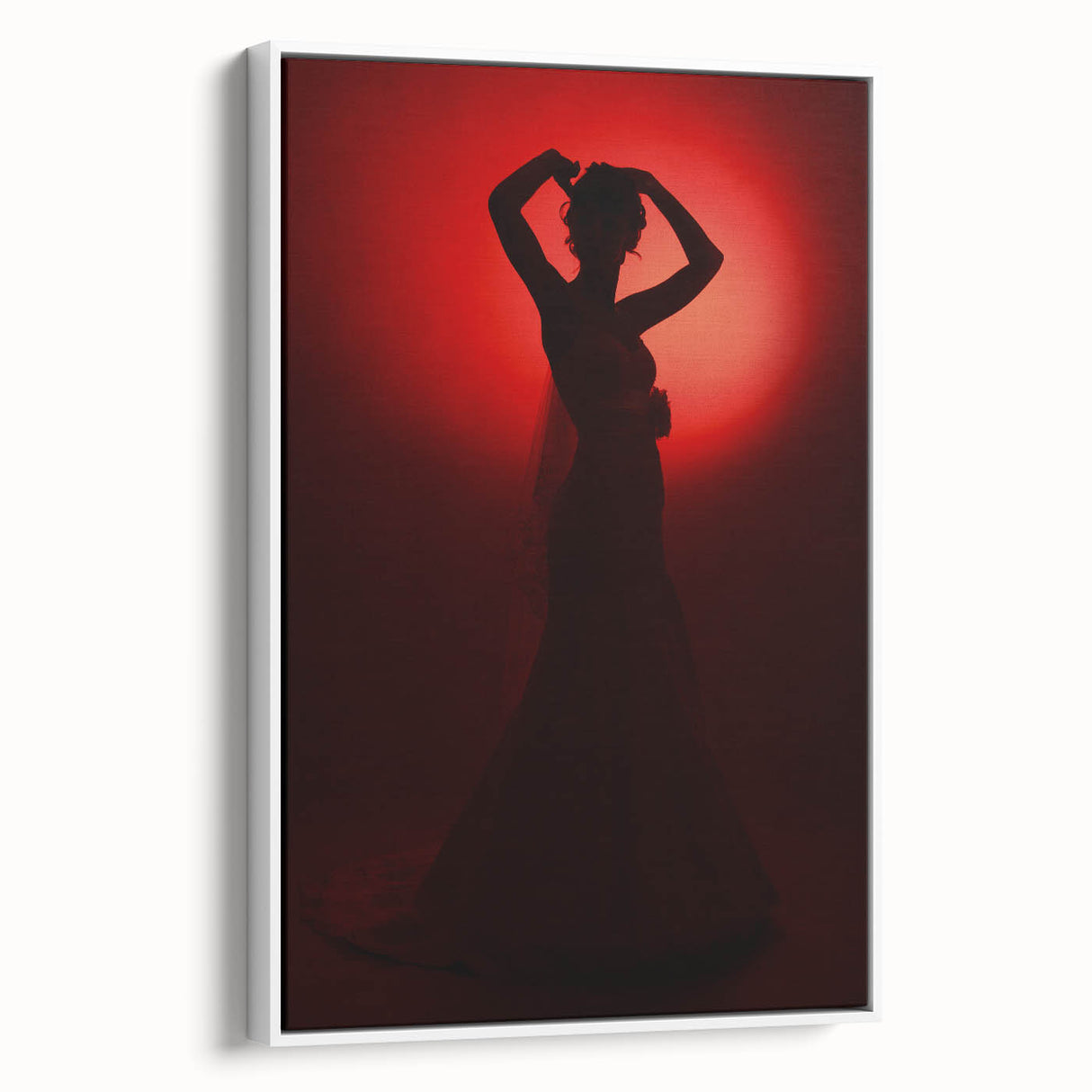Crimson Glow – Emotive Silhouette Wall Art with Red Elegance