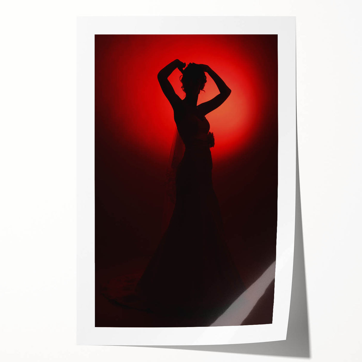Crimson Glow – Emotive Silhouette Wall Art with Red Elegance