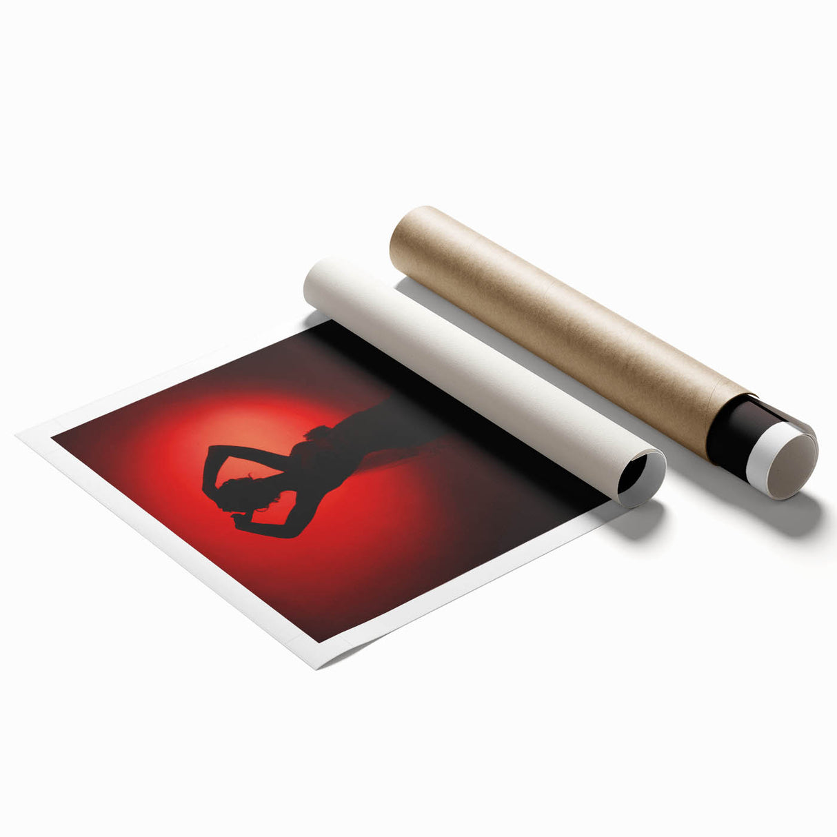 Crimson Glow – Emotive Silhouette Wall Art with Red Elegance