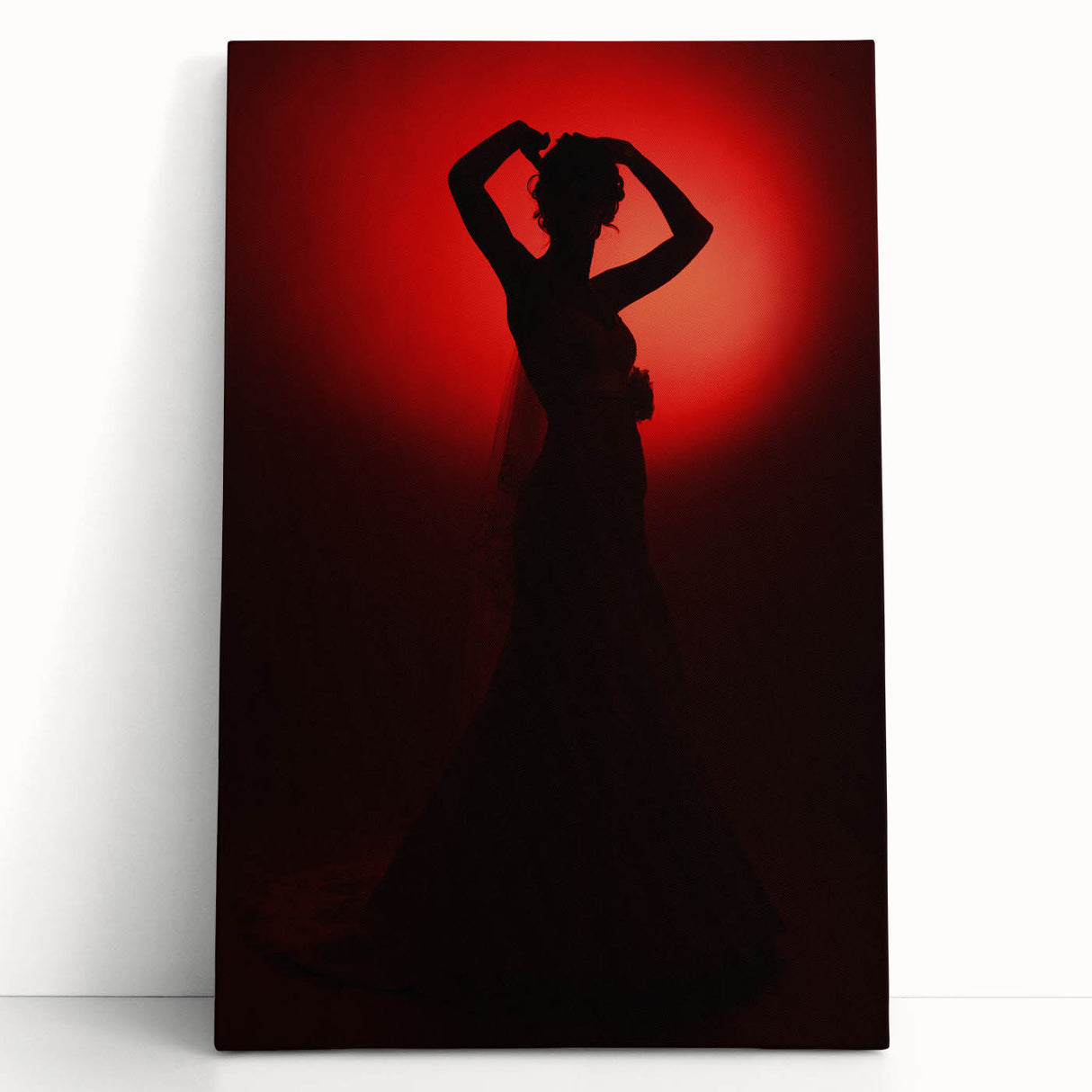 Crimson Glow – Emotive Silhouette Wall Art with Red Elegance
