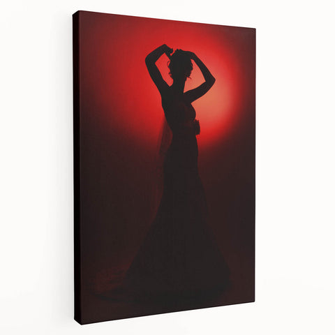 Crimson Glow – Emotive Silhouette Wall Art with Red Elegance