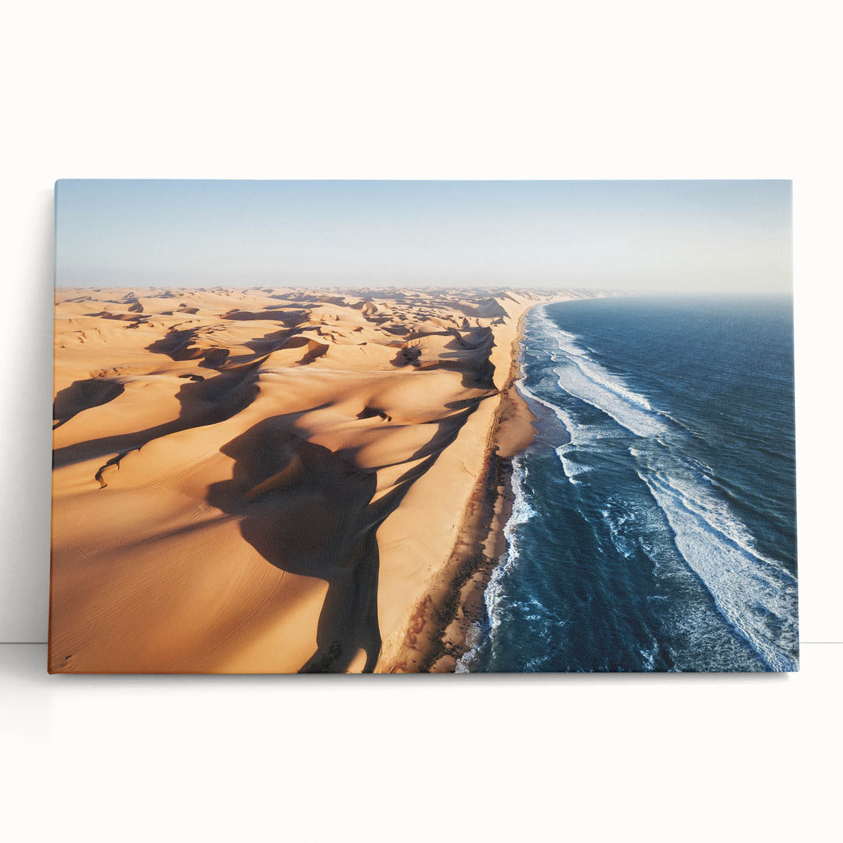 Large black and white stretched canvas featuring a Namibian landscape, ideal for kitchen wall art or bedroom ambiance.