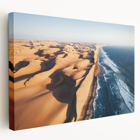 Large stretched canvas depicting a serene Namibian landscape in earthy tones, suitable for kitchen wall art.