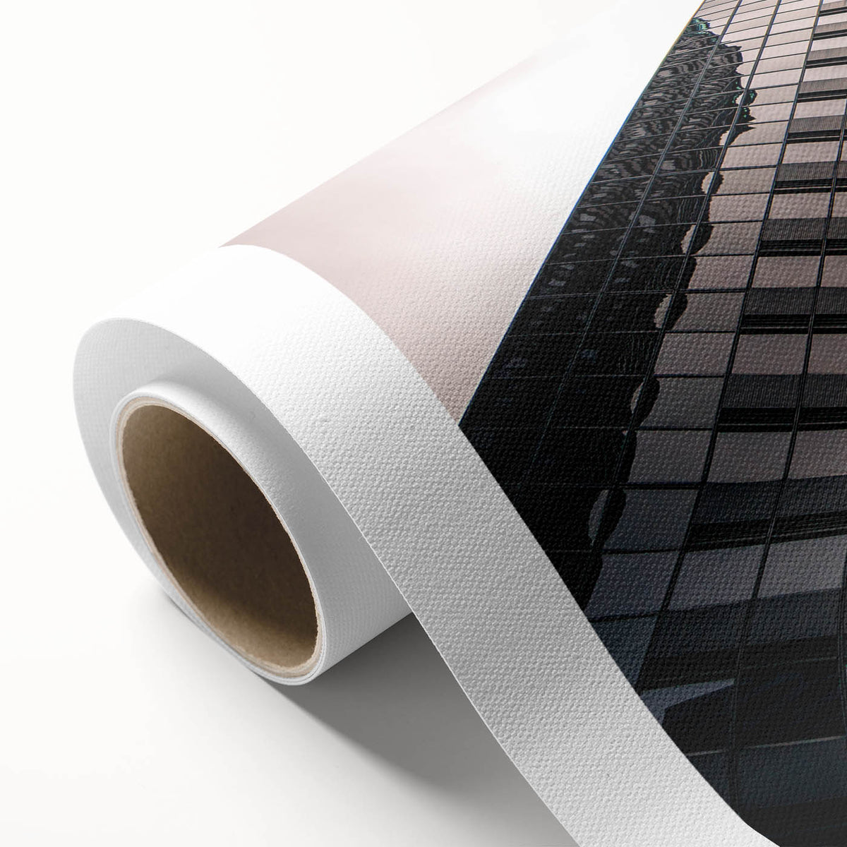 Art deco poster of London scenery in muted pastel shades on rolled canvas, ideal for nursery wall art.