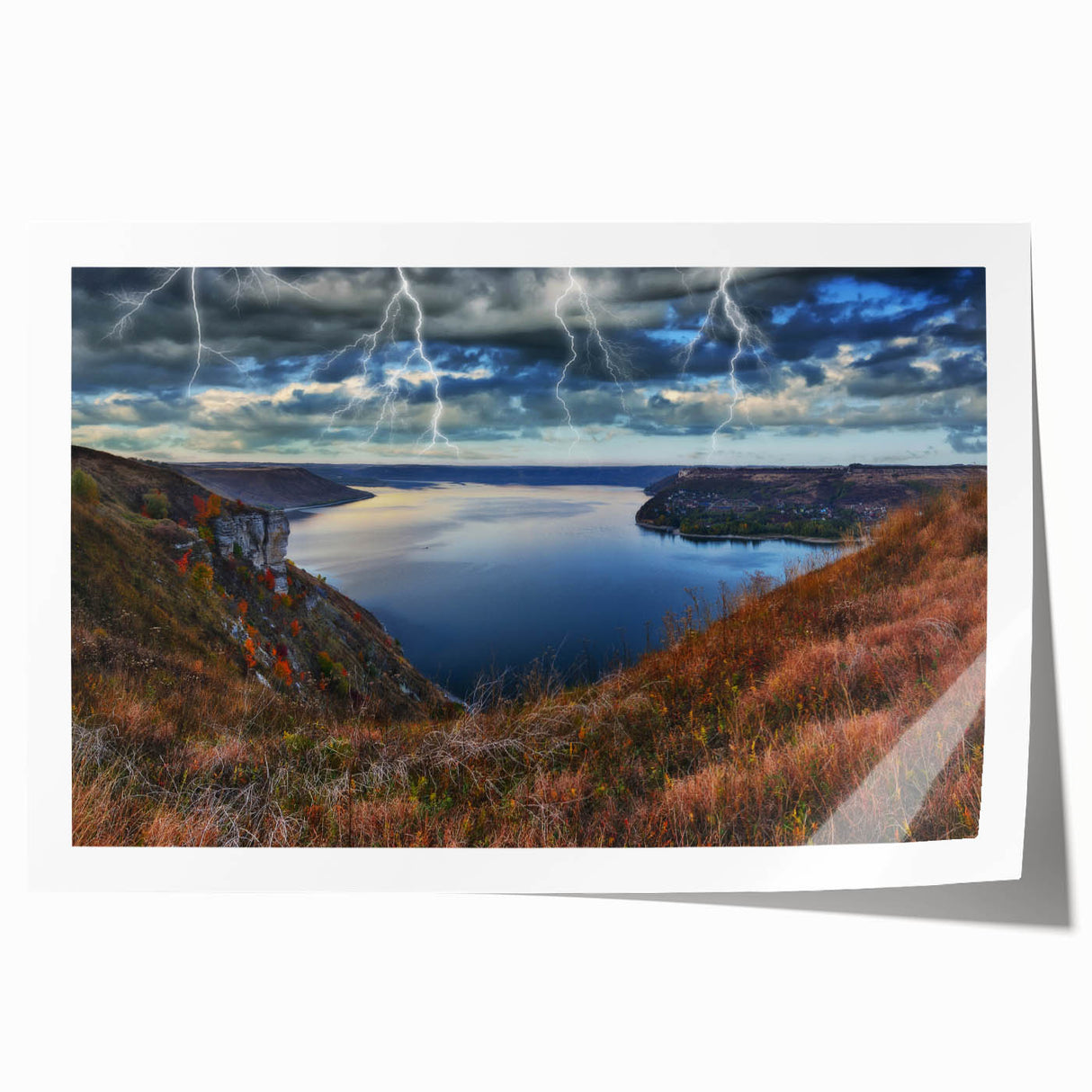 Rolled print of a serene Ukrainian landscape with soft pastel colors.