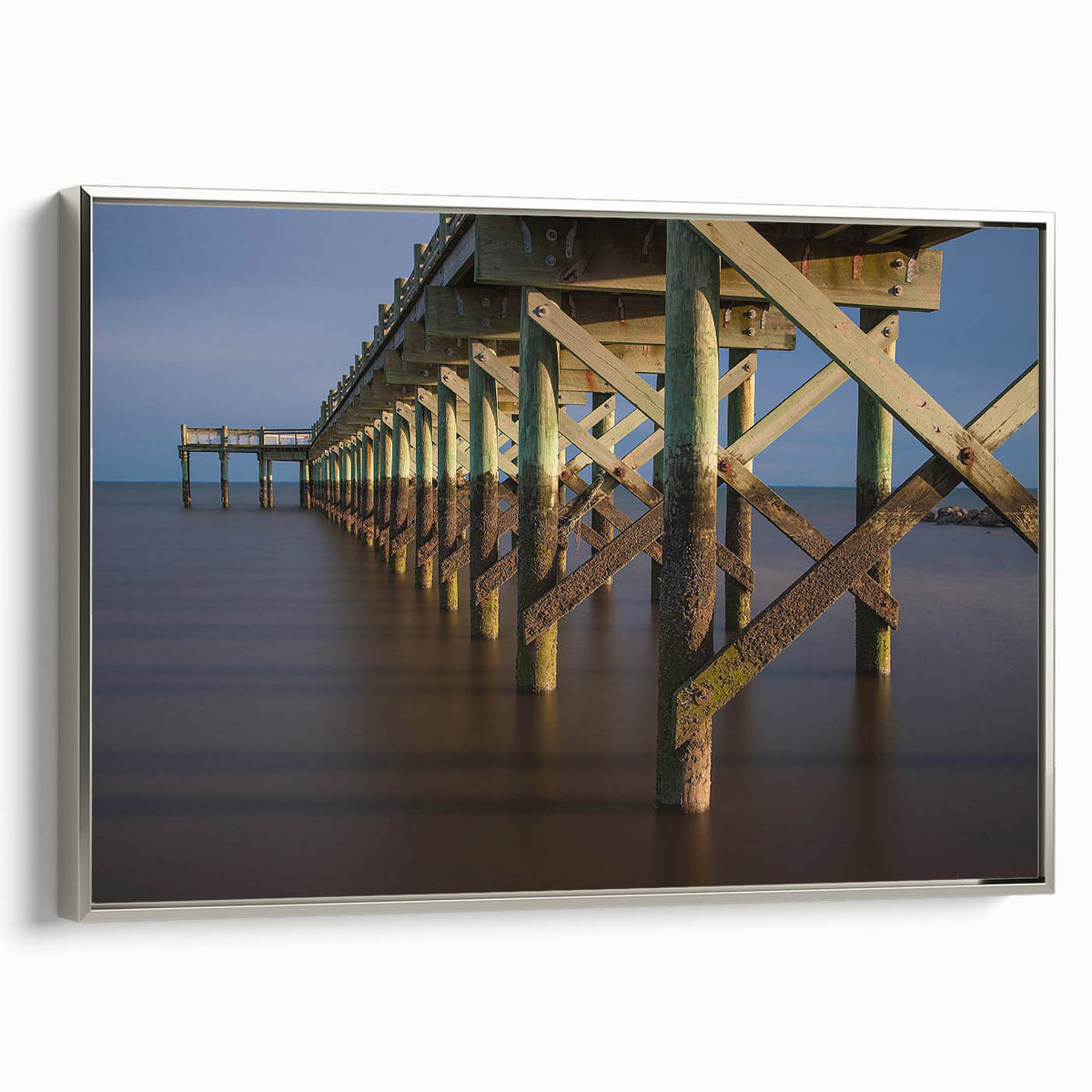 Landscape art painting of Connecticut scenery on framed canvas, featuring muted earth tones, ideal for office or study decor.