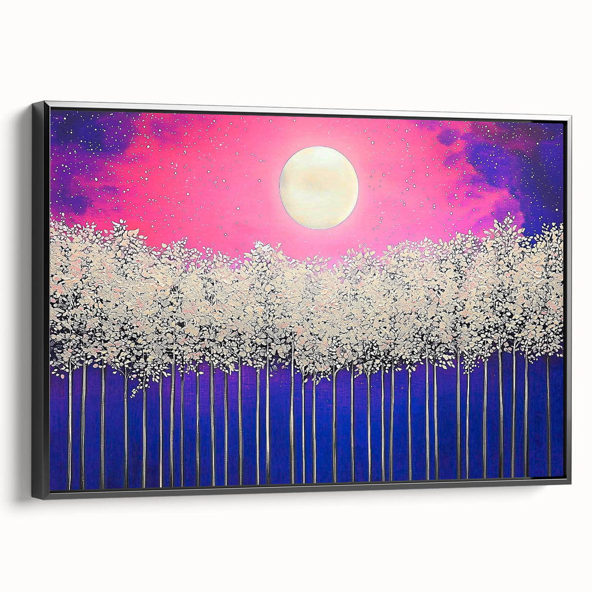 Framed abstract landscape canvas art showcasing a black side view, featuring vibrant colors and fluid shapes, perfect for modern home decor.
