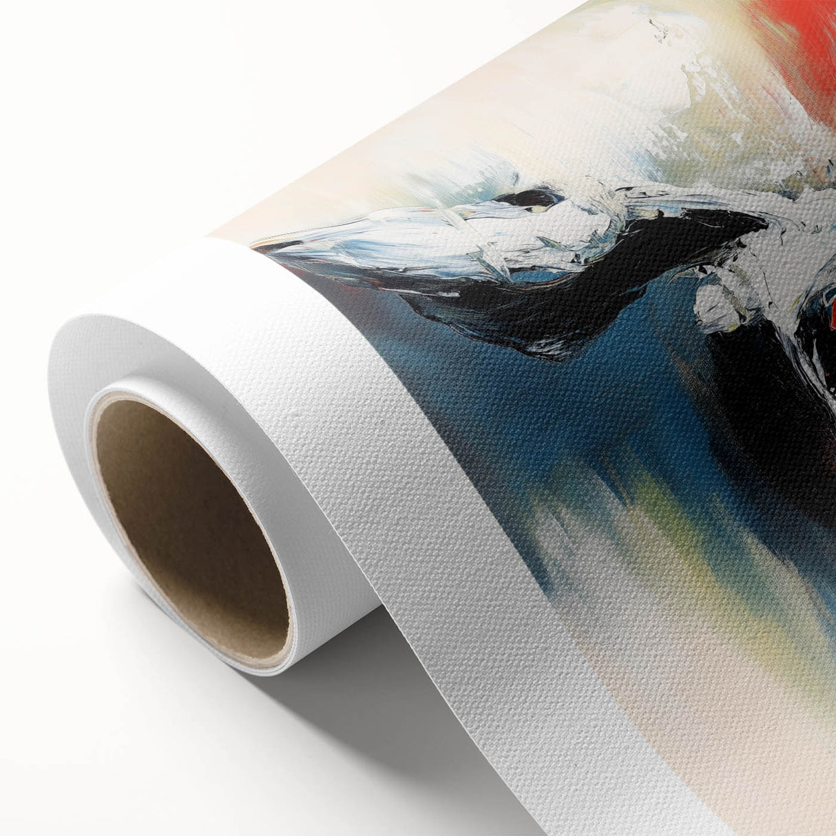 Large Abstract Wall Art – Red, Black & Olive Green Expressionist Canvas