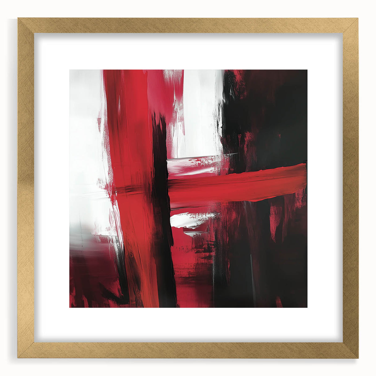 Modern Abstract Wall Art – Bold Red & Black Minimalist Canvas Print